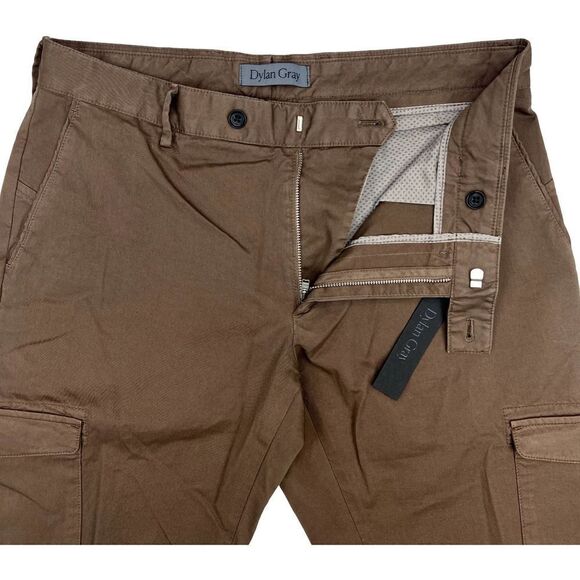 New Dylan Gray Men US 31 Brown Jeans Classic Fit Cargo Pants Cotton Regular - Picture 6 of 11